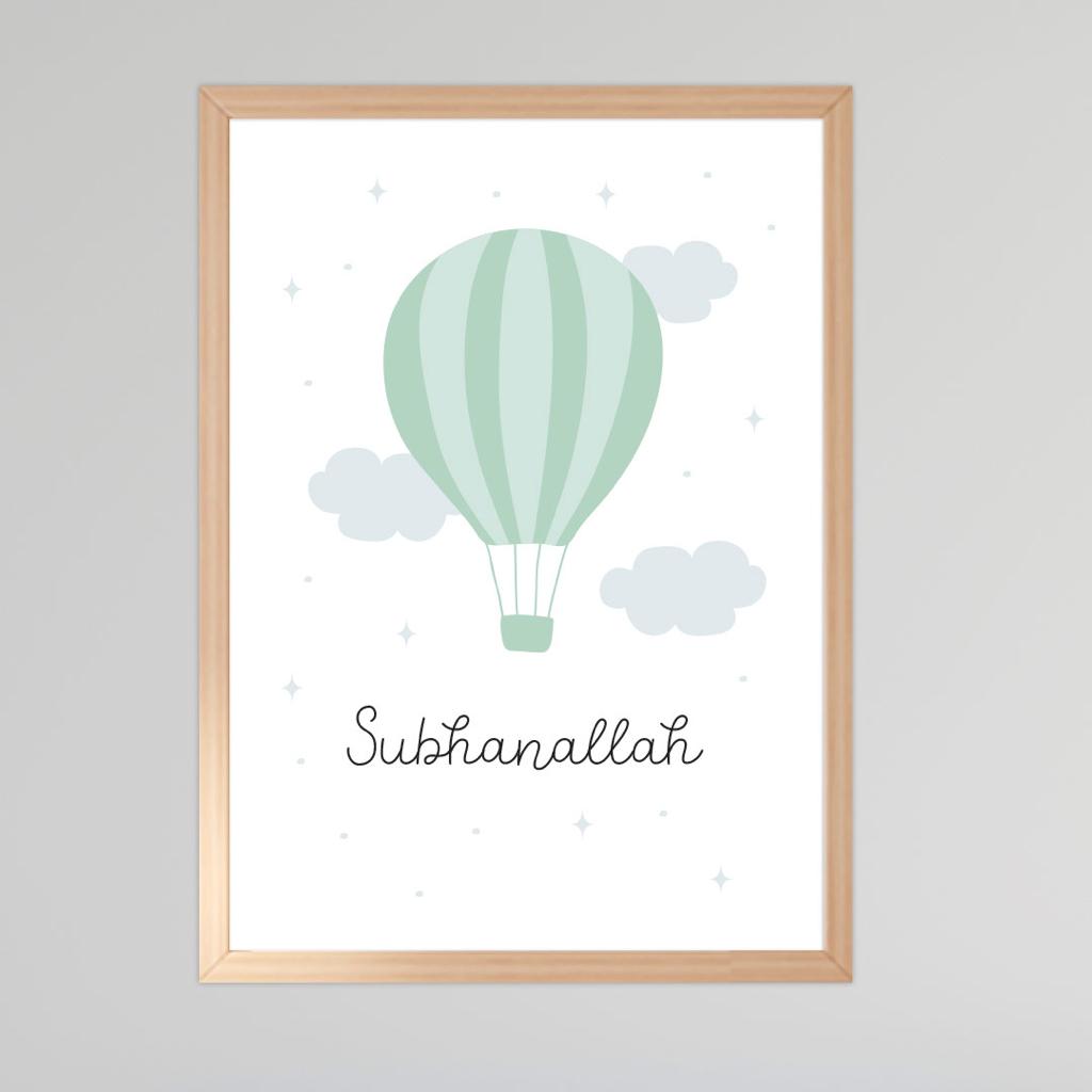 Poster Set A3 „Sonne, Mond & Heißluftballon Grün“