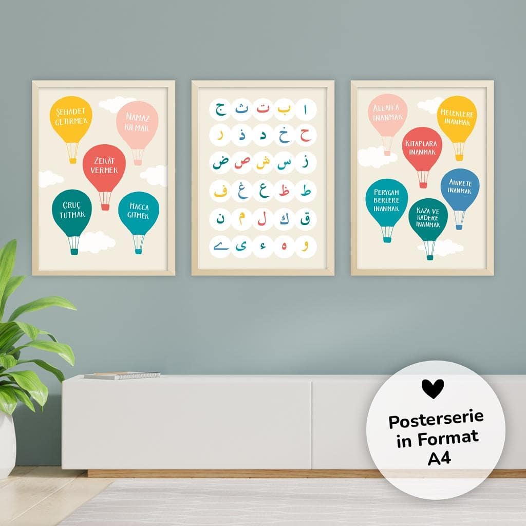 Poster Set A4 „imanın şartları, islamın şartları & elif ba“