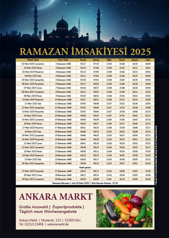 İmsakiye-Kalender Ramadan Gemüseladen