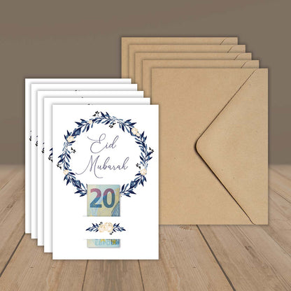 5er Eid Karte für Geldgeschenke mit Kuvert „Blau“