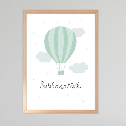 Poster Set A3 „Sonne, Mond & Heißluftballon Grün“