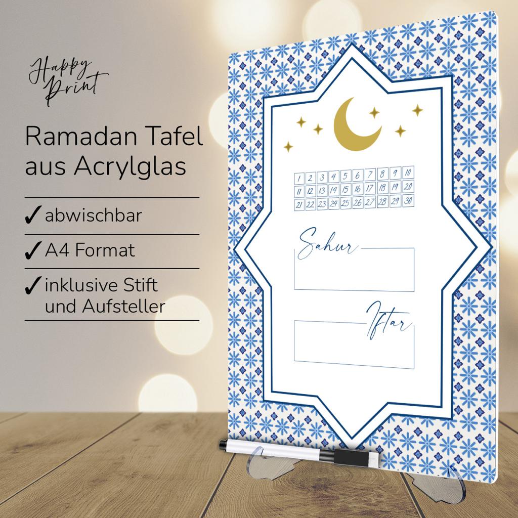 Ramadan Kalender aus Acrylglas „Stern“ (abwischbar)