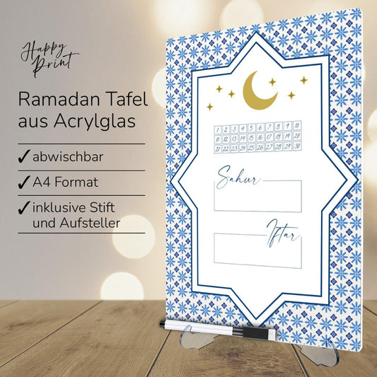 Ramadan Kalender aus Acrylglas „Stern“ (abwischbar)