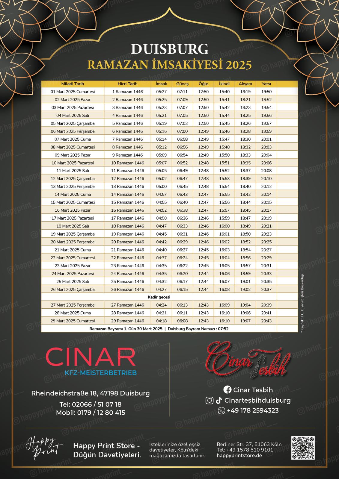 İmsakiye-Kalender Ramadan Werkstatt