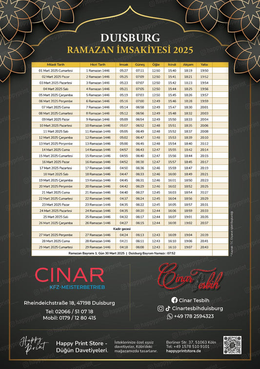 İmsakiye-Kalender Ramadan Werkstatt