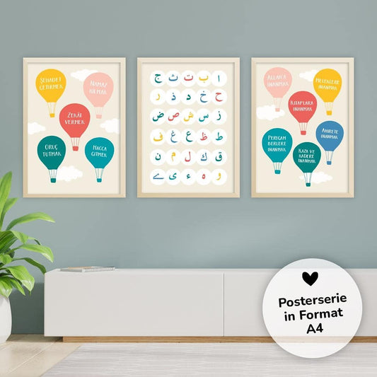 Poster Set A4 „imanın şartları, islamın şartları & elif ba“