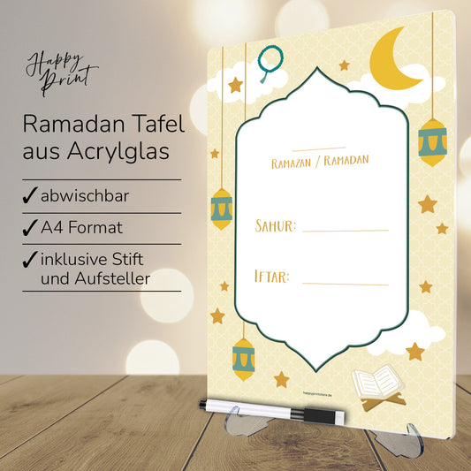 Ramadan Kalender aus Acrylglas „Beige“ (abwischbar)