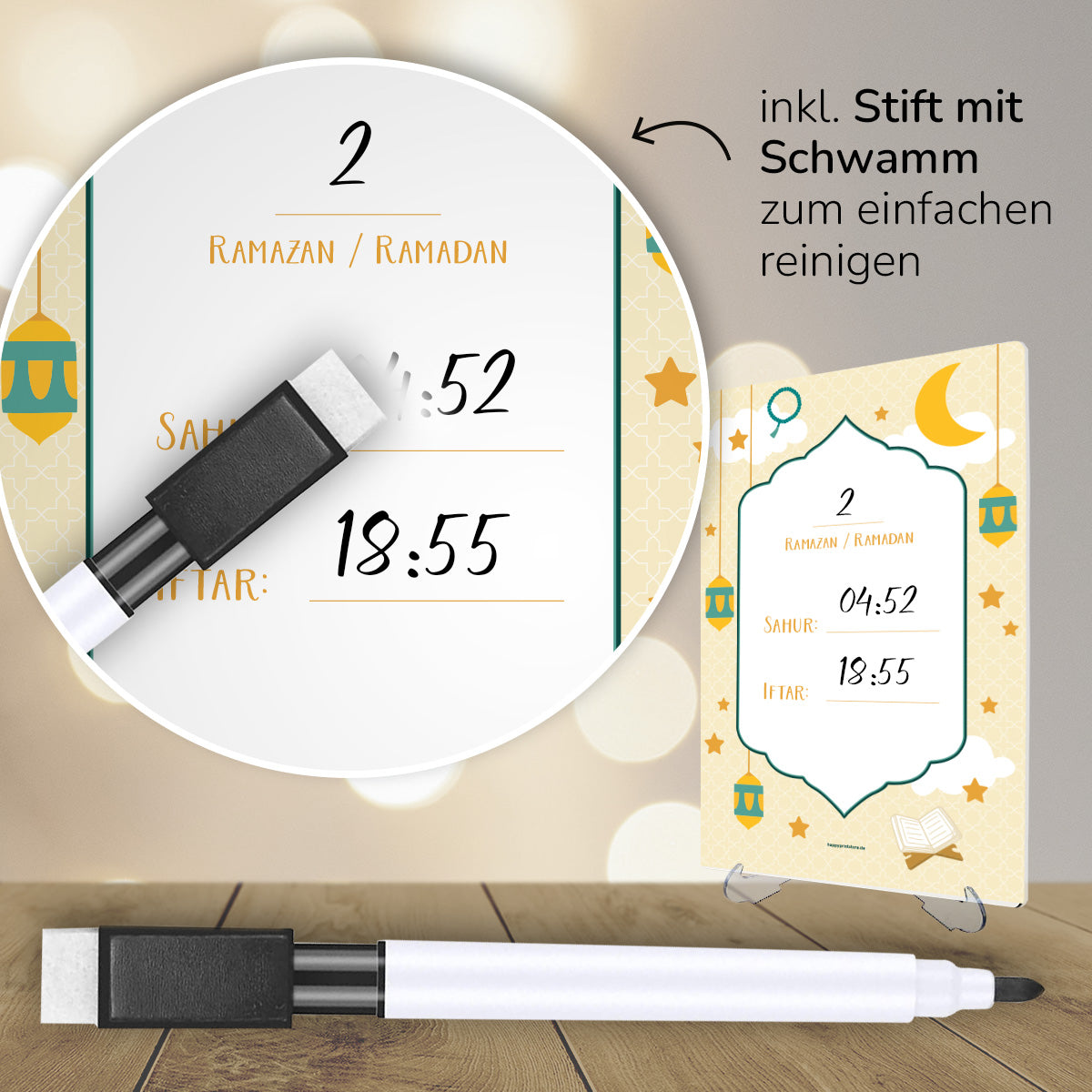 Ramadan Kalender aus Acrylglas „Beige“ (abwischbar)