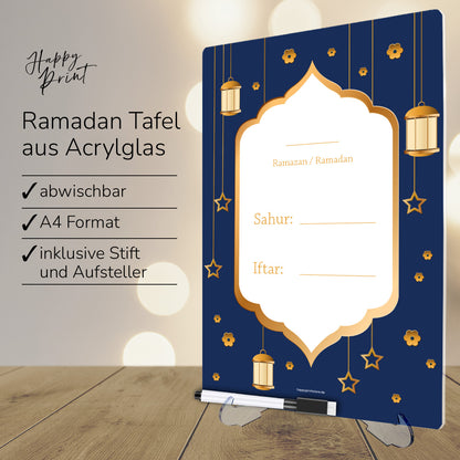 Ramadan Kalender aus Acrylglas „Blau“ (abwischbar)