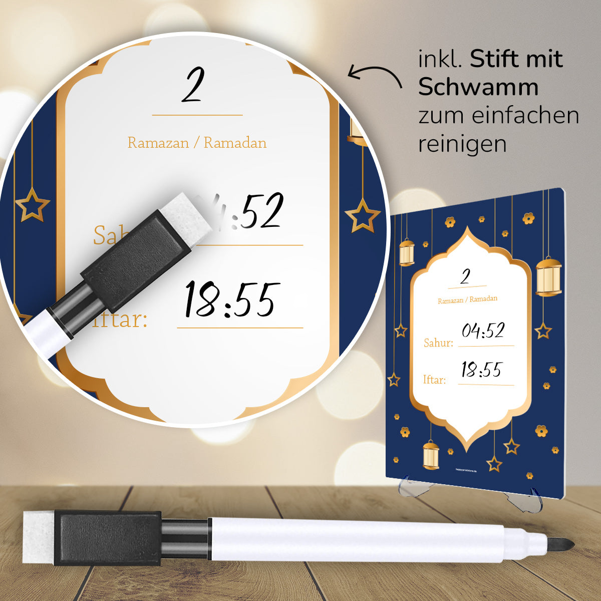 Ramadan Kalender aus Acrylglas „Blau“ (abwischbar)