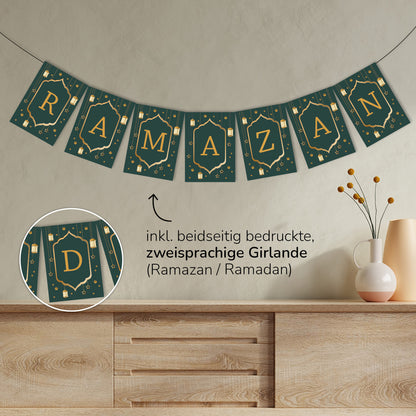Grünes Ramadan Dekoration Banner – Ramadan Girlande für Zuhause