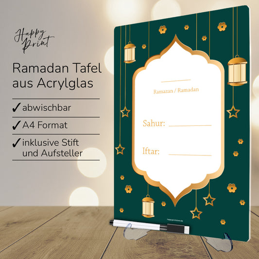 Ramadan Kalender aus Acrylglas „Grün“ (abwischbar)