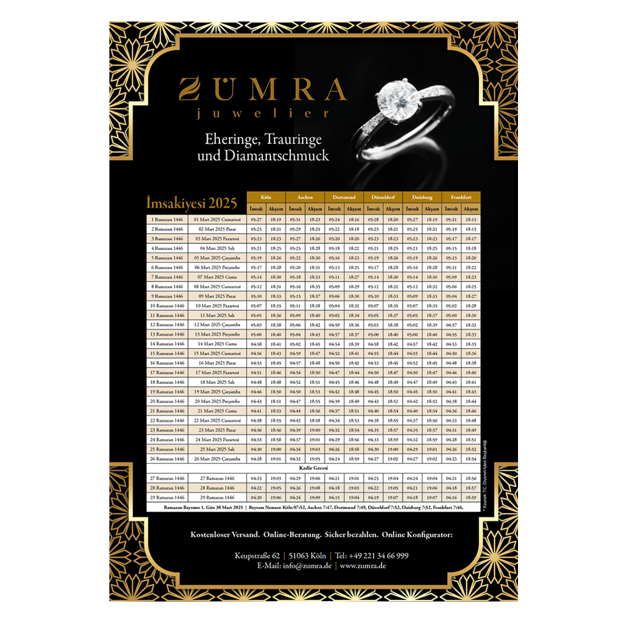 Personalisierter İmsakiye-Kalender