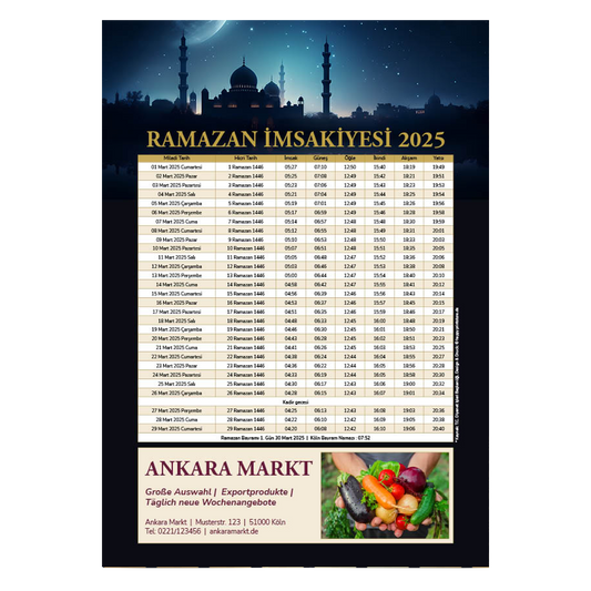 Personalisierter İmsakiye-Kalender Gemüseladen