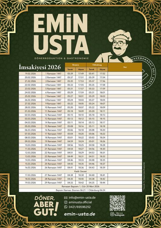 İmsakiye-Kalender Handel