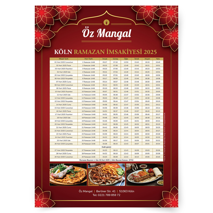 Personalisierter İmsakiye-Kalender Bäckerei