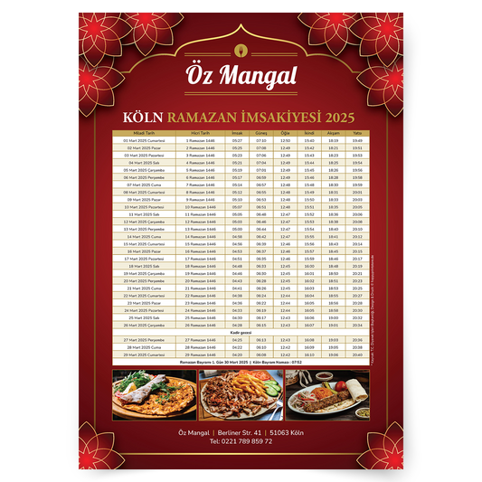 Personalisierter İmsakiye-Kalender Restaurant