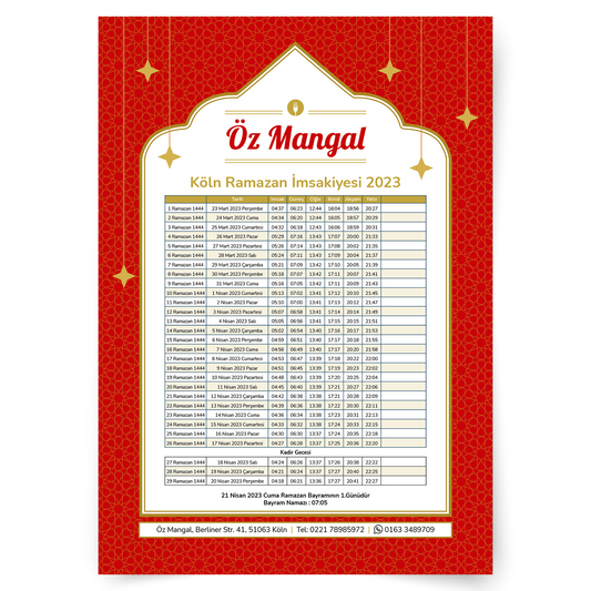 Personalisierter İmsakiye-Kalender Imbiss