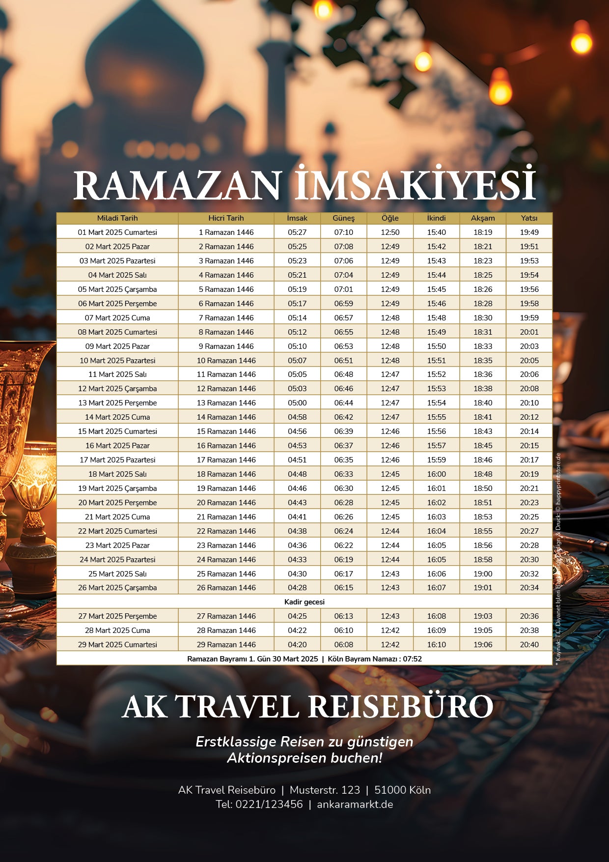İmsakiye-Kalender Ramadan Reisebüro