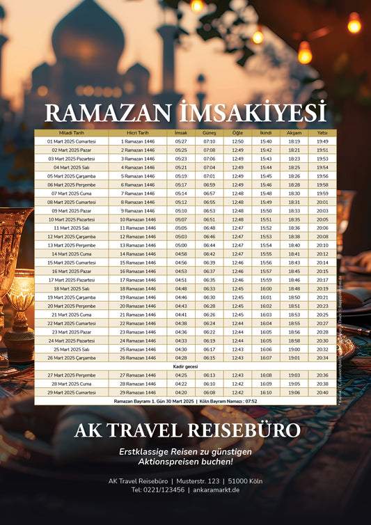 İmsakiye-Kalender Ramadan Reisebüro