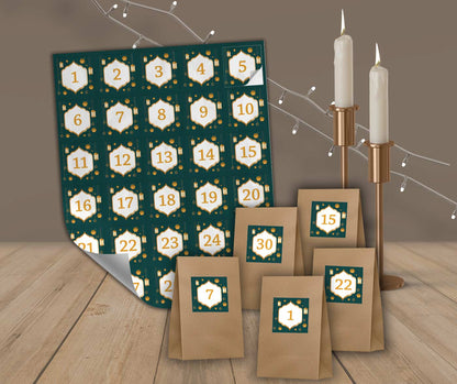 Ramadan Kalender und Deko Set „Grün“ (70-teilig)