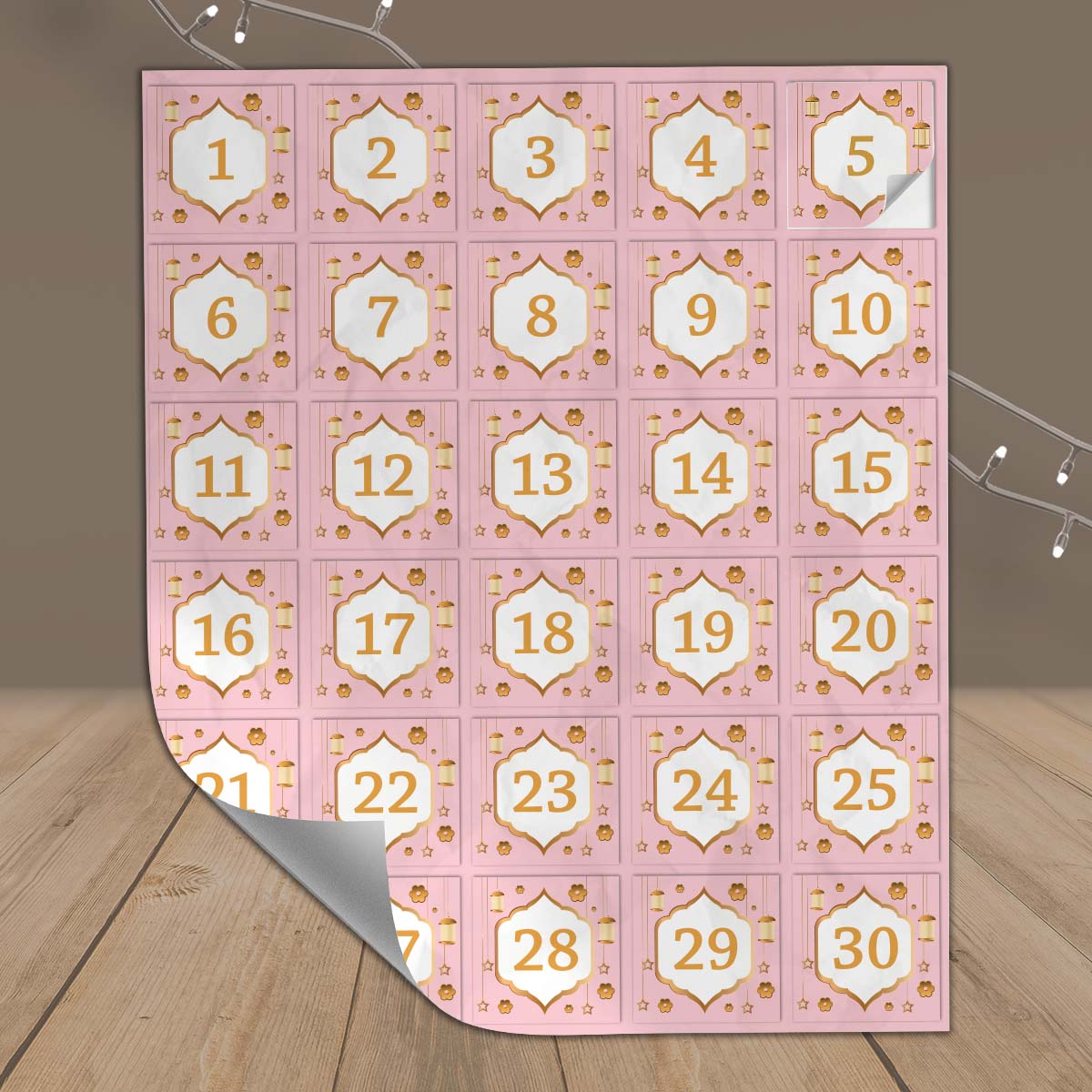 Ramadankalender mit Sticker und Tüten „Rosa“