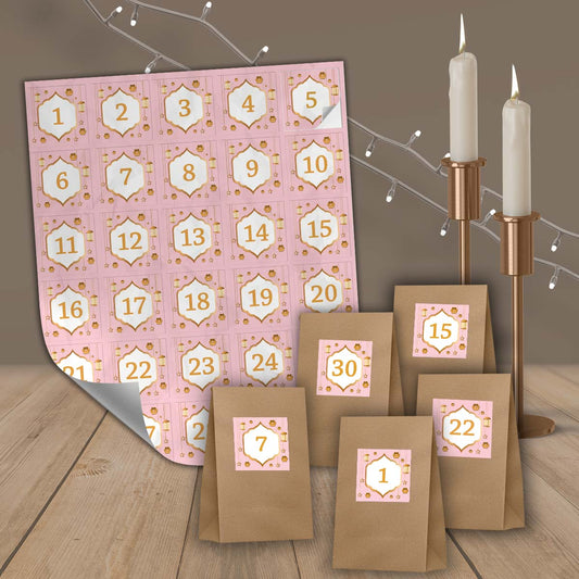 Ramadankalender mit Sticker und Tüten „Rosa“