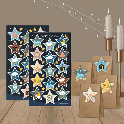Ramadankalender mit Sticker und Tüten „Sterne“